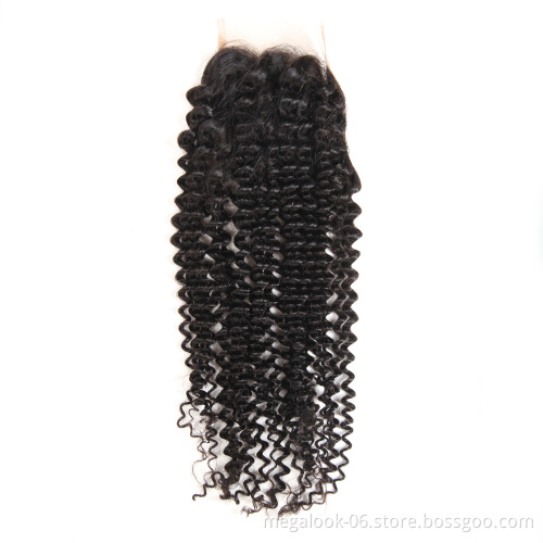 Kinky Curl Wave Human Hair With Closure Sample Order Accept Raw Virgin One Donor Cuticle Aligned Hair Closure